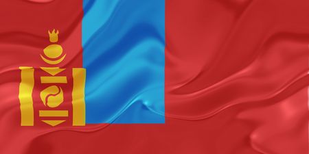 Flag of Mongolia, national country symbol illustration wavy fabricの写真素材