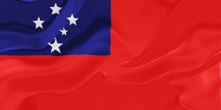 Flag of Samoa, national country symbol illustration wavy fabricの写真素材