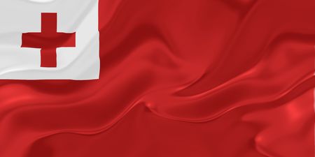 Flag of Tonga, national country symbol illustration wavy fabricの写真素材