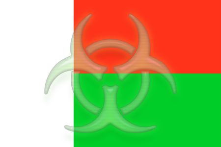 Flag of Madagascar, national country symbol illustration health warning alertの写真素材