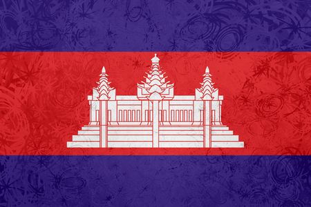 Flag of Cambodia, national symbol illustration clipart rough grunge textureの写真素材
