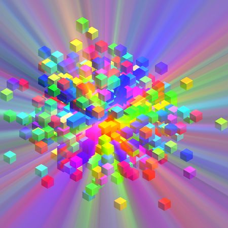 Colorful blocks cubes of data concept information illustation glowing lightの写真素材