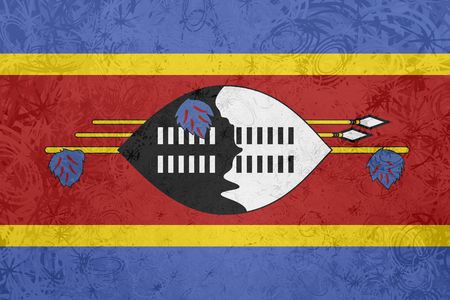 Flag of Swaziland, national country symbol illustration rough grunge textureの写真素材