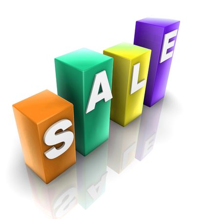 Glossy plastic metal cubes spelling out SALEの写真素材
