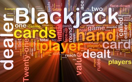 Background concept wordcloud illustration of blackjack gambling game  glowing lightの写真素材