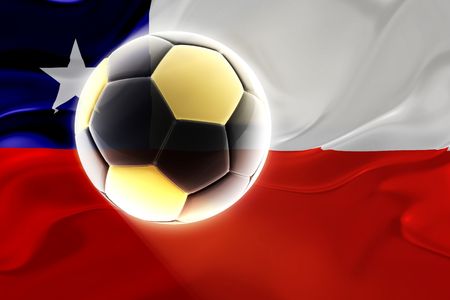 Flag of Chile, national symbol illustration clipart wavy fabric sports soccer footballの写真素材