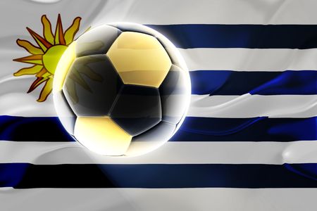 Flag of Uruguay, national country symbol illustration wavy fabric sports soccer footballの写真素材