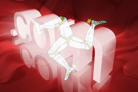 Flag of Isle of Man, national country symbol illustration wavy fabric www internet e-commerceの写真素材