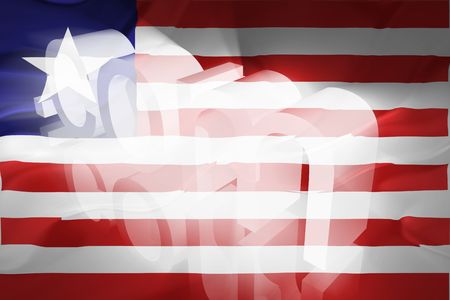 Flag of Liberia, national country symbol illustration wavy fabric www internet e-commerceの写真素材