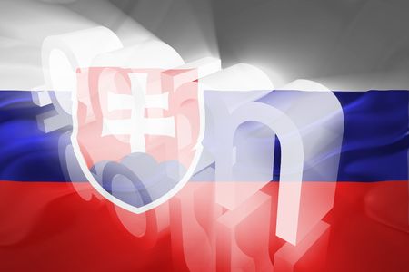 Flag of Slovakia, national country symbol illustration wavy fabric www internet e-commerceの写真素材