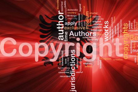 Flag of Albania, national country symbol illustration wavy fabric national copyright lawの写真素材