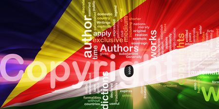 Flag of Seychelles, national country symbol illustration wavy fabric national copyright lawの写真素材