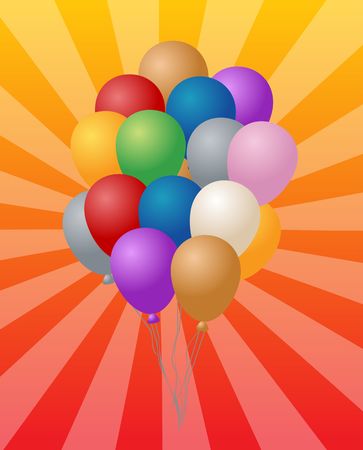 Group of many festive colored balloons illustrationの写真素材