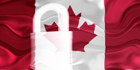 Flag of Canada, national country symbol illustration wavy security lock protectionの写真素材