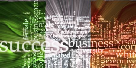 Flag of Ireland, national country symbol illustration wavy business success conceptの写真素材