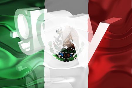 Flag of Mexico, national country symbol illustration wavy gov government websiteの写真素材