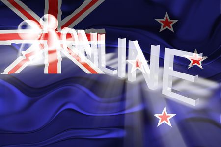Flag of New Zealand, national country symbol illustration wavy internet online websiteの写真素材
