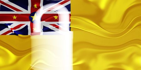 Flag of Niue, national country symbol illustration wavy security lock protectionの写真素材