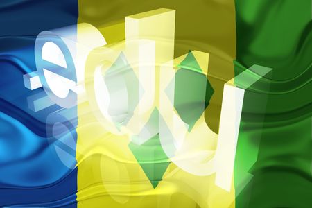 Flag of Saint Vincent and Grenadines, national country symbol illustration wavy edu education websiteの写真素材