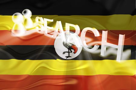 Flag of Uganda, national country symbol illustration wavy internet search technologyの写真素材