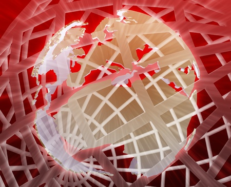 Abstract globe grid wireframe Europe world map illustrationの写真素材
