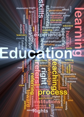 Background concept wordcloud illustration of education glowing lightの写真素材