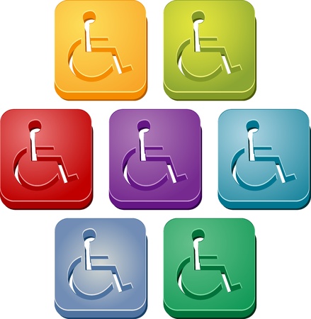 Handicap symbol button icon colored illustration setの写真素材