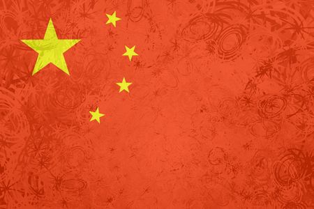 Flag of China, national symbol illustration clipart rough grunge textureのeditorial素材
