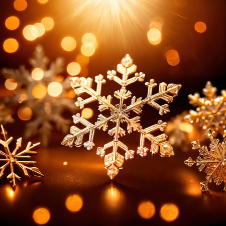 Snowflakes on bokeh background. Christmas and New Year conceptの素材