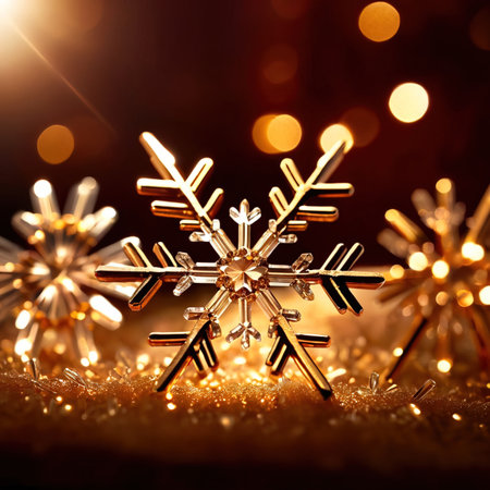 Snowflakes on bokeh background. Christmas and New Year conceptの素材