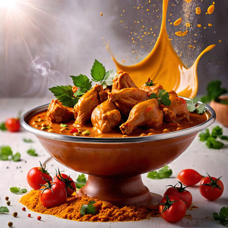 Chicken tikka masala in tomato sauce. Indian cuisine.の素材
