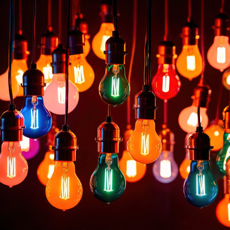Vintage Light Bulbs, Lighting Decoration Background, Idea conceptの素材