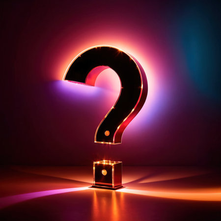 Bright glowing light symbol of question mark, showing interrogation and asking for solutionの素材