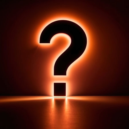 Bright glowing light symbol of question mark, showing interrogation and asking for solutionの素材