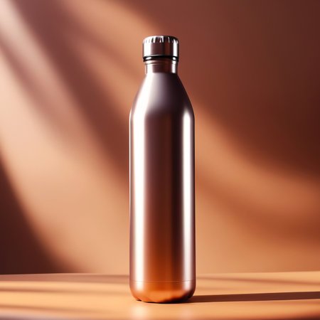 Blank mockup of aluminum water bottle, metal liquid containerの素材