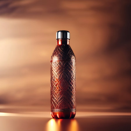 Blank mockup of aluminum water bottle, metal liquid containerの素材