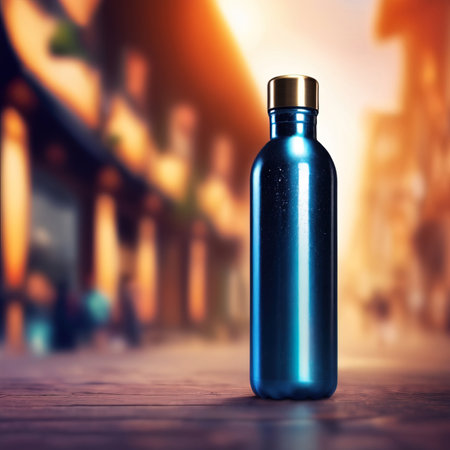 Blank mockup of aluminum water bottle, metal liquid containerの素材