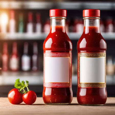 Tomato sauce ketchup, generic product packaging mocking photoの素材