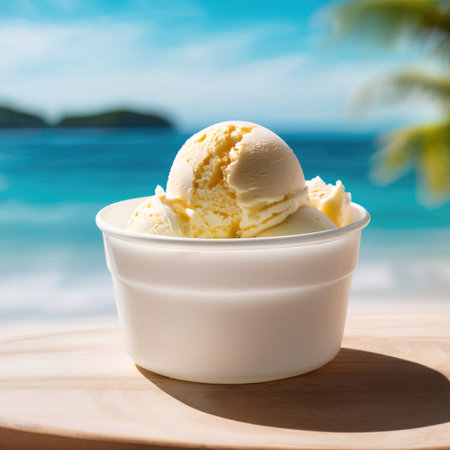 Container of ice cream, blank generic product packaging mockup photoの素材