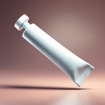 Tube container for toothpaste or cosmetic cream, blank generic product packaging mockup photoの素材