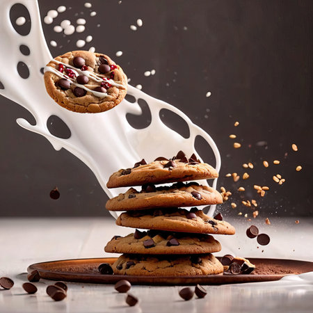 Chocolate chip cookie, dynamic food photographyの素材