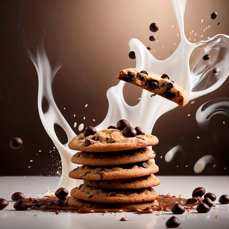 Chocolate chip cookie, dynamic food photographyの素材