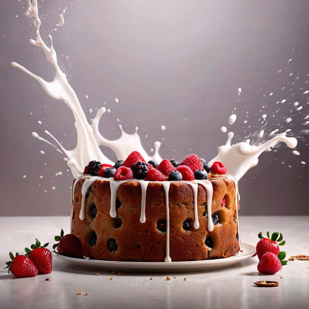 Fresh fruitcake, dynamic food photographyの素材