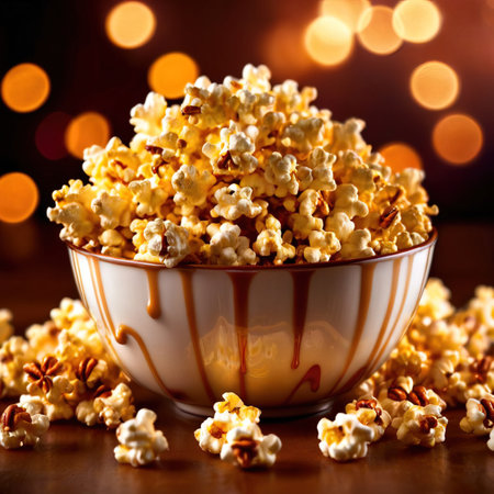 Cinema style caramel popcorn, rich with butter and syrupの素材