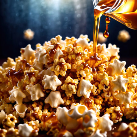 Cinema style caramel popcorn, rich with butter and syrupの素材