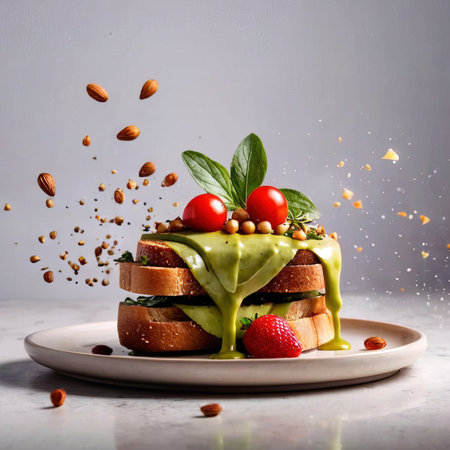 Avocado toast, dynamic food photographyの素材