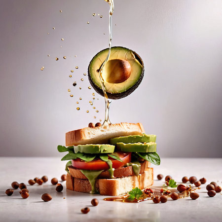 Avocado toast, dynamic food photographyの素材
