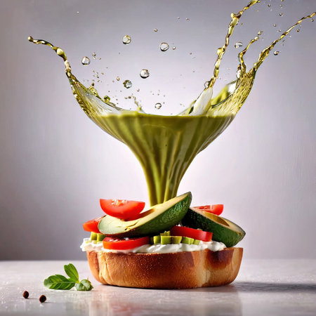Avocado toast, dynamic food photographyの素材