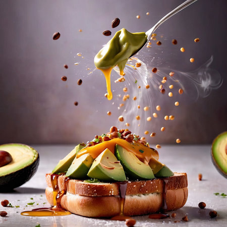 Avocado toast, dynamic food photographyの素材