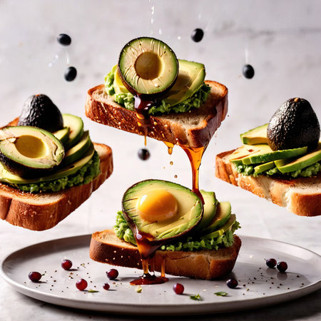 Avocado toast, dynamic food photographyの素材